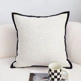 SOGA 2X 50cm Classic Natural Linen Black Piped Edge Decorative Throw Pillow