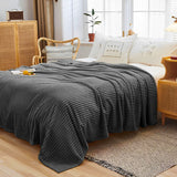 SOGA GreyThrow Blanket Warm Cozy Striped Pattern Thin Flannel Coverlet Fleece Bed Sofa Comforter