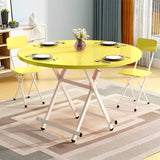 SOGA 2X Yellow Dining Table Portable Round Surface Space Saving Folding Desk Home Decor