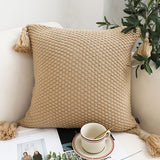 SOGA 2X 50CM Light Brown Pillow with Tassel Accents Rizzy Transitional Cover Throw Pillow