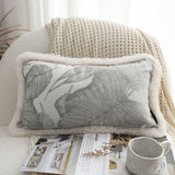 SOGA 2X 30cm Wabi-sabi Rectangular Raised Embroidery Leaf & Lumbar Throw Pillow