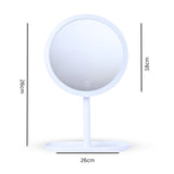 SOGA 26cm White Round Smart LED Makeup Bedroom Table Vanity Mirror Tricolor w/ 5x Magnification