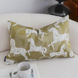 SOGA 2X 35cm Vintage Olive Green White Horse Pattern Throw Pillow