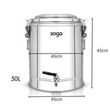 SOGA 2X 50L Stainless Steel Insulated Stock Pot Dispenser Hot & Cold Beverage Container With Tap