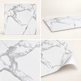 SOGA Peel & Stick Floor and Wall Tiles 60 x 60cm 10 Pack White Grey Faux Marble