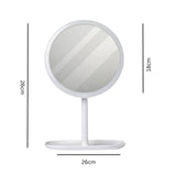 SOGA 26cm White Round Smart LED Makeup Bedroom Table Vanity Mirror Tricolor Adjustable Light