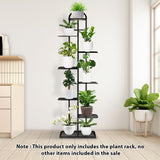 SOGA 8 Tier 9 Pots Black Metal Plant Stand Flowerpot Display Shelf Rack Indoor Home Office Decor