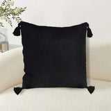 SOGA 2X 45cm Black Vintage Butterfly Pillow Tassel Velvet Square Throw Pillow