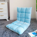 SOGA Floor Recliner Collapsible Lounge Sofa Couch Folding Chair Cushion Light Blue