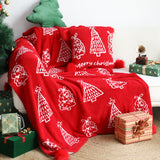 SOGA 130x170cm Throw Blanket Red Christmas Tree Half Fleece for Holiday Season Cozy