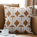 SOGA 50cm Throw Pillow Brown Circular Chain Jacquard  Decorative Square for Home Decor