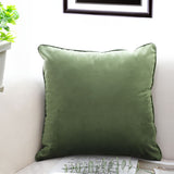 SOGA 2X 45cm Subtle Army Green Foliage Velvet Square Throw Pillow