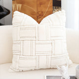 SOGA 45cm Bohemian Cream Tufted Grid Pattern Decorative Throw Pillow