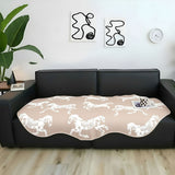 SOGA Two-Seater Beige Horse Print 90x90cm Throw Blanket Sofa Cover