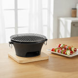 SOGA Large Cast Iron Round Stove Charcoal Table Net Grill Japanese Style BBQ Picnic Camping with Wooden Board