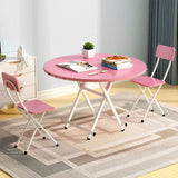 SOGA 2X Pink Dining Table Portable Round Surface Space Saving Folding Desk Home Decor