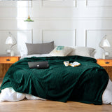 SOGA Dark GreenThrow Blanket Warm Cozy Striped Pattern Thin Flannel Coverlet Fleece Bed Sofa Comforter