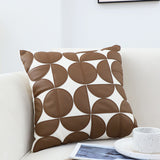 SOGA 2X 45cm Brown Leather Square Pillow Half Moon Patchwork Design Decorative Cushion for Living Room