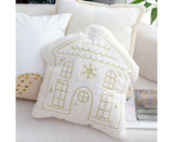 SOGA 45cm Festive White Christmas House Shaped Holiday Throw Pillow