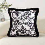 SOGA 45cm Vintage Black Herringbone Pillowcase Set & Square Throw Pillow