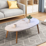 SOGA 80x40cm White Stone Pattern Living Room Nordic  Coffee Table Modern Style