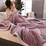 SOGA 2X Throw Blanket Warm Cozy Double Sided Thick Flannel Coverlet Fleece Bed Sofa Comforter Purple