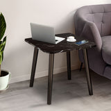SOGA 40cm Black Stone-Patterned Round Table – Compact Modern Design with Black Metal Legs