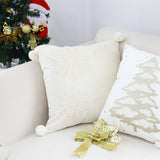 SOGA 45cm Throw Pillow White Soft Plush Christmas Snowflake Ball Square For festive Holiday