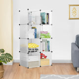 SOGA 8-Cube Transparent Shelf Box Portable Cubby DIY Storage Shelves Modular Closet Organiser