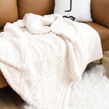 SOGA 200x230cm Throw Blanket White Chenille Fleece Knitted Fabric on One Side Soft Suede