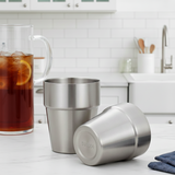 SOGA 260ml Stainless Steel Cups Set of 6 Reusable Durable Silver Drinking Tumblers