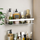 SOGA 2X Silver Wall-Mounted Rectangular Bathroom Storage Organiser Space Saving Adhesive Shelf Rack