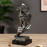 SOGA 31cm Shush Face Resin Sculpture – Silent Abstract Decor