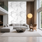 SOGA Peel & Stick Floor and Wall Tiles 60 x 60cm 10 Pack White Grey Faux Marble