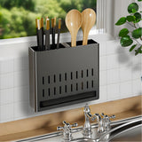 SOGA 2X Wall Mounted Kitchen Utensil Storage Rack Spoon Fork Chopstick Space-Saving Organiser