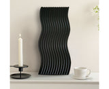 SOGA 39cm Black Wave Ribbed Wooden Serving Tray - Premium Beech Wood Decorative Tray