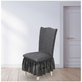 SOGA 2X Dark Grey Chair Cover Seat Protector with Ruffle Skirt Stretch Slipcover Wedding Party Home Decor