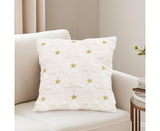 SOGA 45cm Cream Gold Star Textured Celestial Pillow