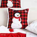 SOGA 45cm Throw Pillow Red Christmas Snowman Square Cushion for Festive Holiday Winter Home Decor