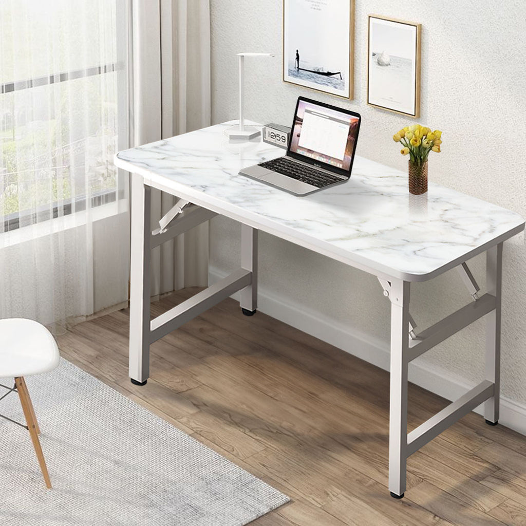 SOGA 120x60x75cm White Foldable Computer Study Table Easy Assembly Des ...