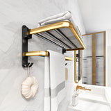 SOGA 2X 62cm Wall-Mounted Double Pole Towel Holder Bathroom Organiser Rail Hanger with Hooks