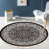 SOGA 120cm Mandala Modern Ethnic Tassel Print Anti-slip Doormat Home Decor