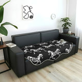 SOGA Two-Seater Black Horse Print 90x180cm Throw Blanket Sofa Cover