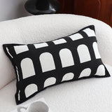 SOGA 2X 30cm Contemporary Black White Geometric Pattern Throw Pillow