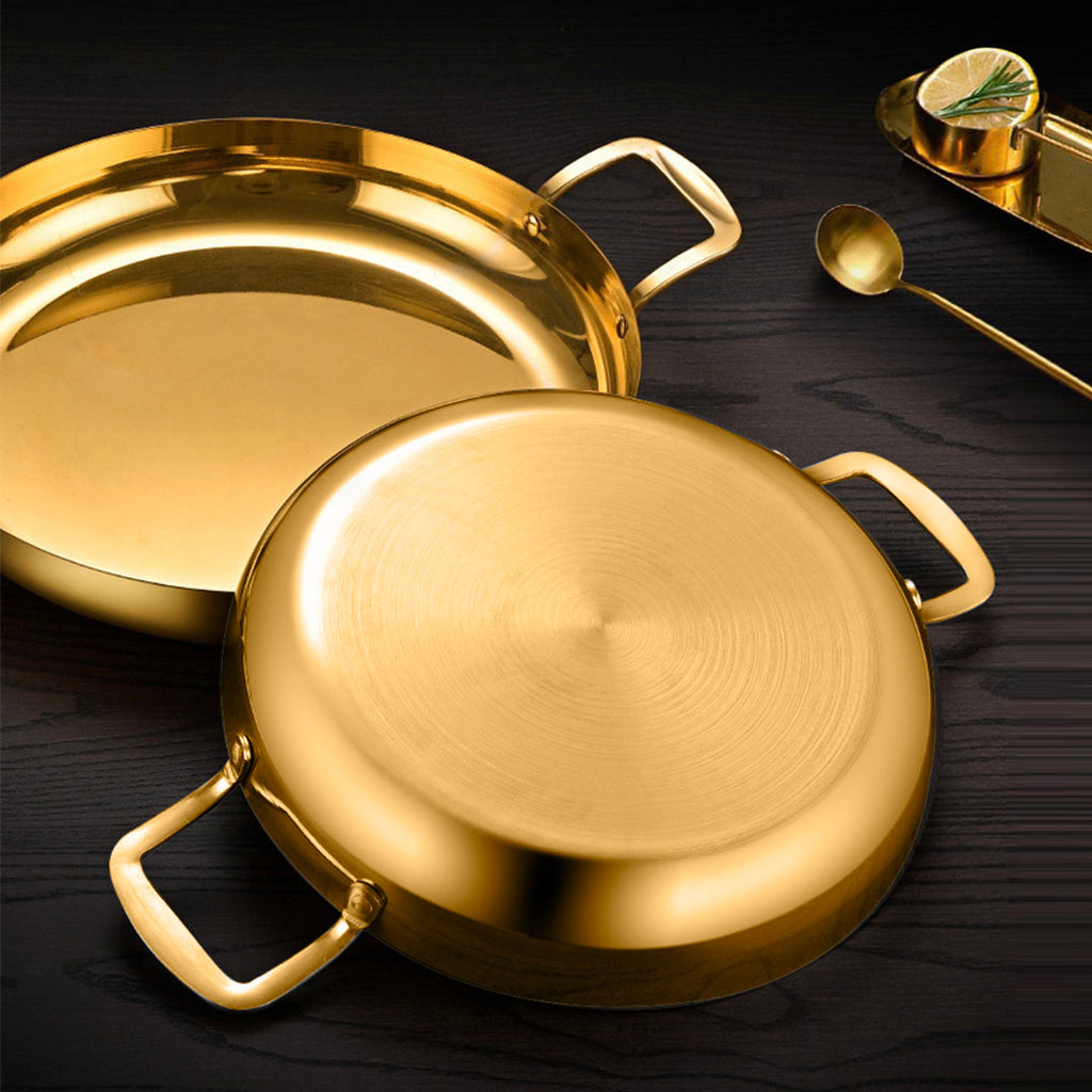 SOGA 24cm Flat Base Seafood Dry Pot in Elegant Gold Color with Durable ...