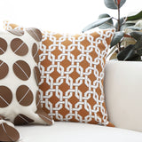 SOGA 2X 45cm Brown Checkered Chain Jacquard Square Pillow Decorative Cushion for Living Room