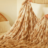 SOGA 2X 150x200cm Throw Blanket Camel Brown Double Layer Rabbit Fur Cozy Comfort with Stylish Decor