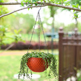 SOGA 2X Red Large Hanging Resin Flower Pot Self Watering Basket Planter Outdoor