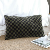 SOGA 30cm Urban Light Luxury Dark Green Checkered Lumbar Throw Pillow