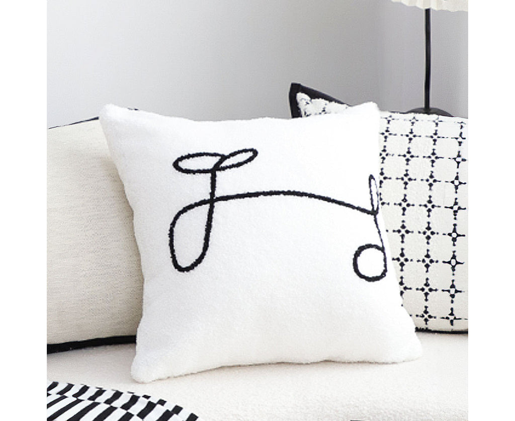Script Throw Pillows SOGA 45cm Minimalist White Script Letter Embroidered Throw Pillow – heysNZ